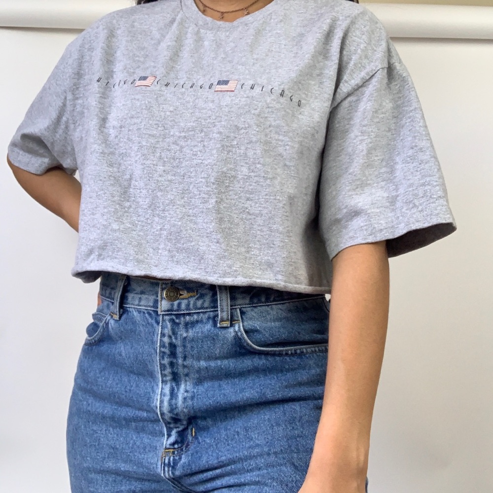 Gray Chicago Cropped Tee, Croptop